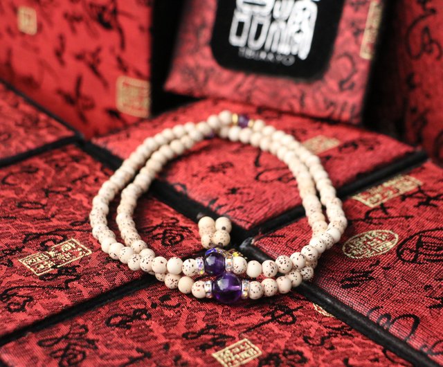 星月菩提子6mm圓珠108顆天然紫水晶隔珠佛珠念珠客製化串珠TIBUKKYO德榕