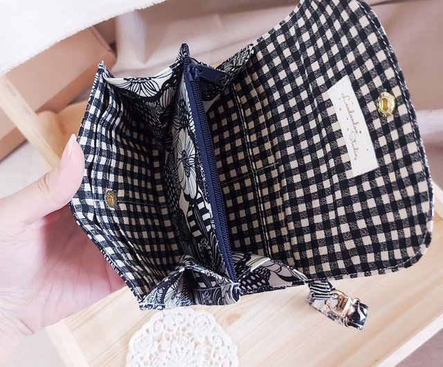 台湾 日本製生地【8ポケット三層財布】小銭入れ/ハンドメイド小銭入れ