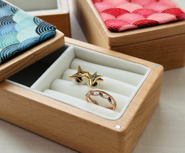 香港 和風ブルーファン無垢材ジュエリーボックス Bagel Baggo - Pinkoi