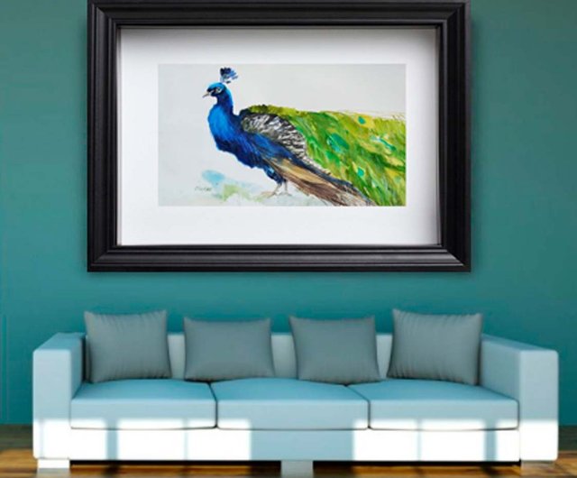 送料無料】ロシア 孔雀の絵画 オリジナルアート鳥孔雀のアートワーク