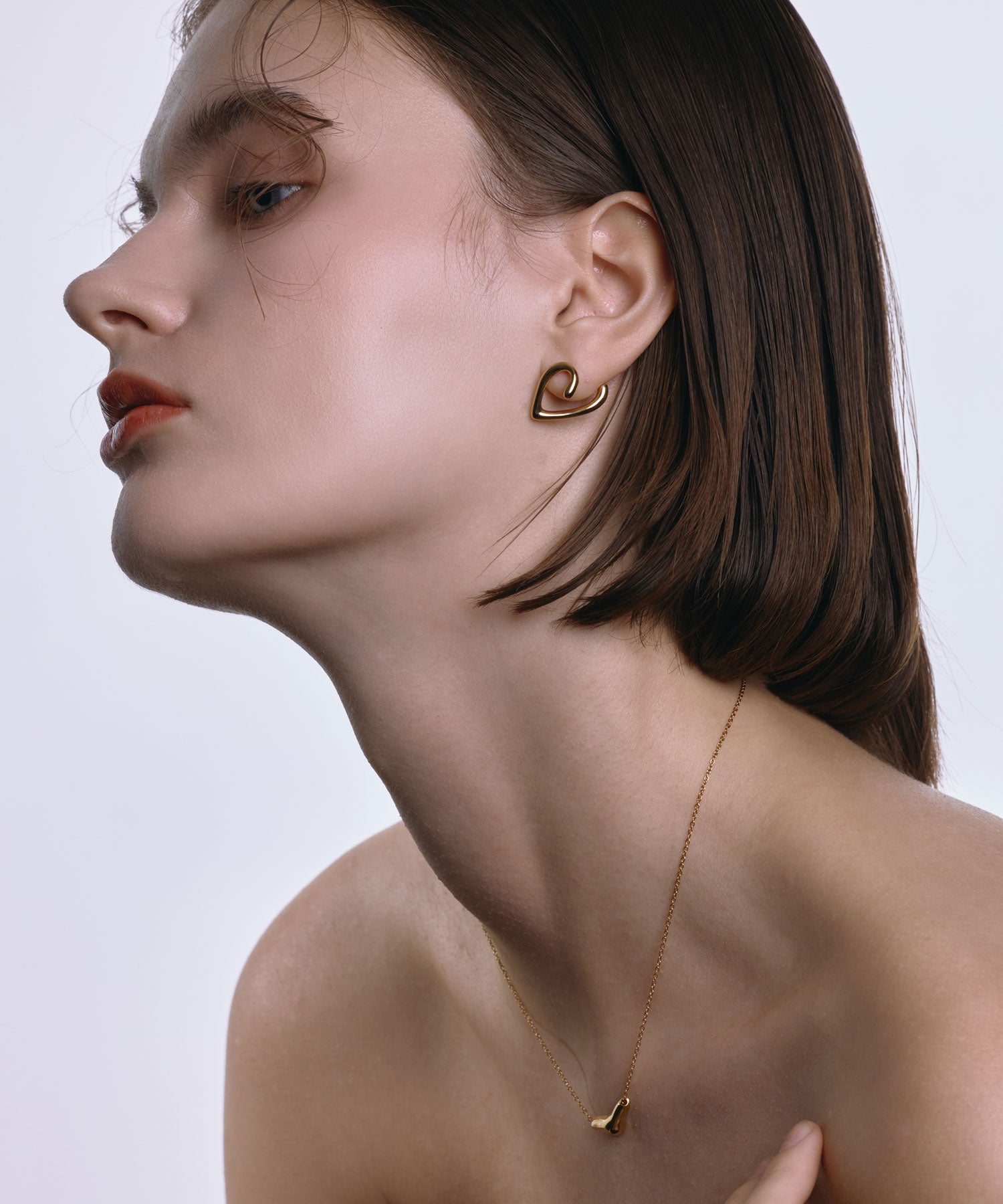 ゴールド]ニュアンスハートピアス