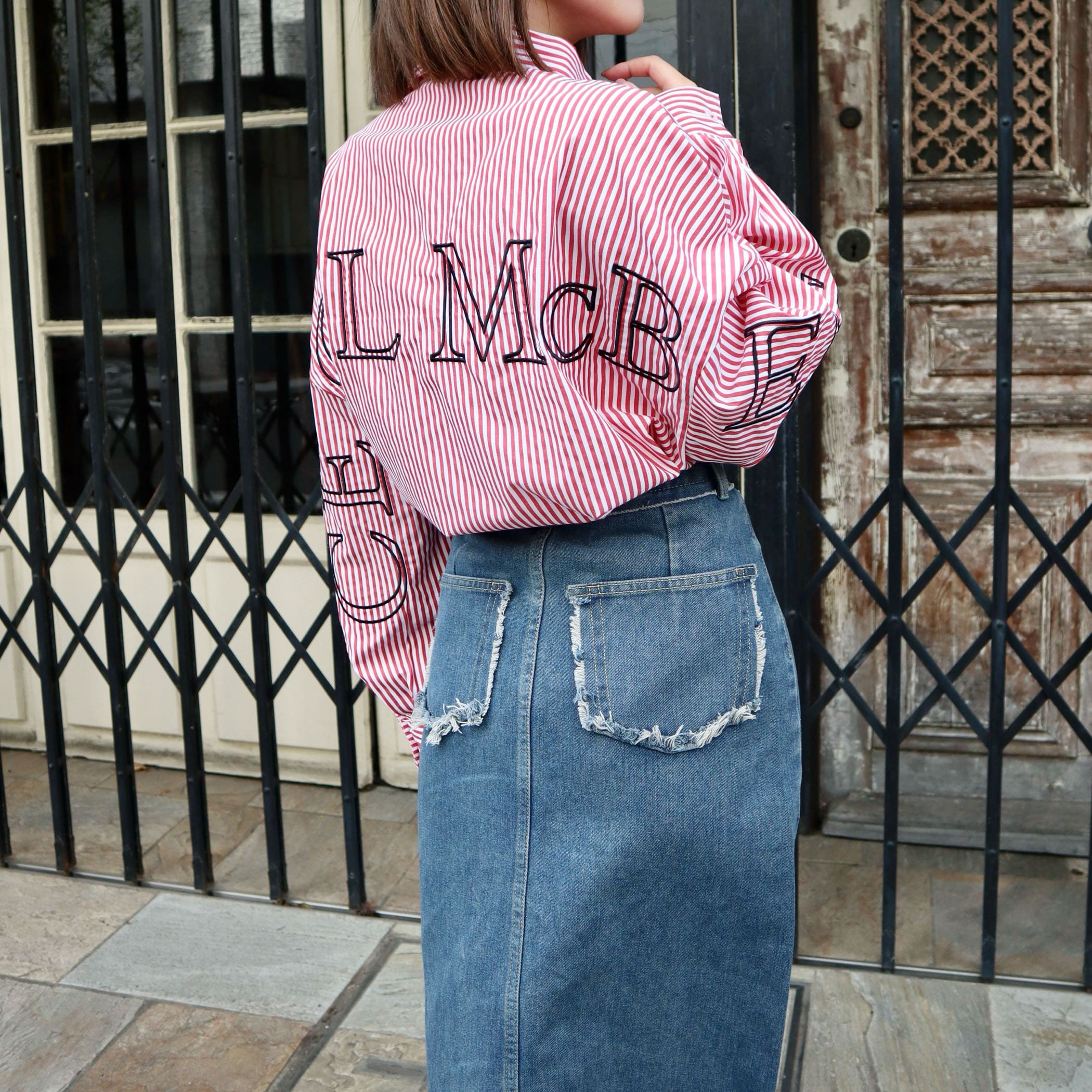 バックロゴストライプシャツ｜REVIVAL LOGO LINE｜CECIL McBEE(セシル