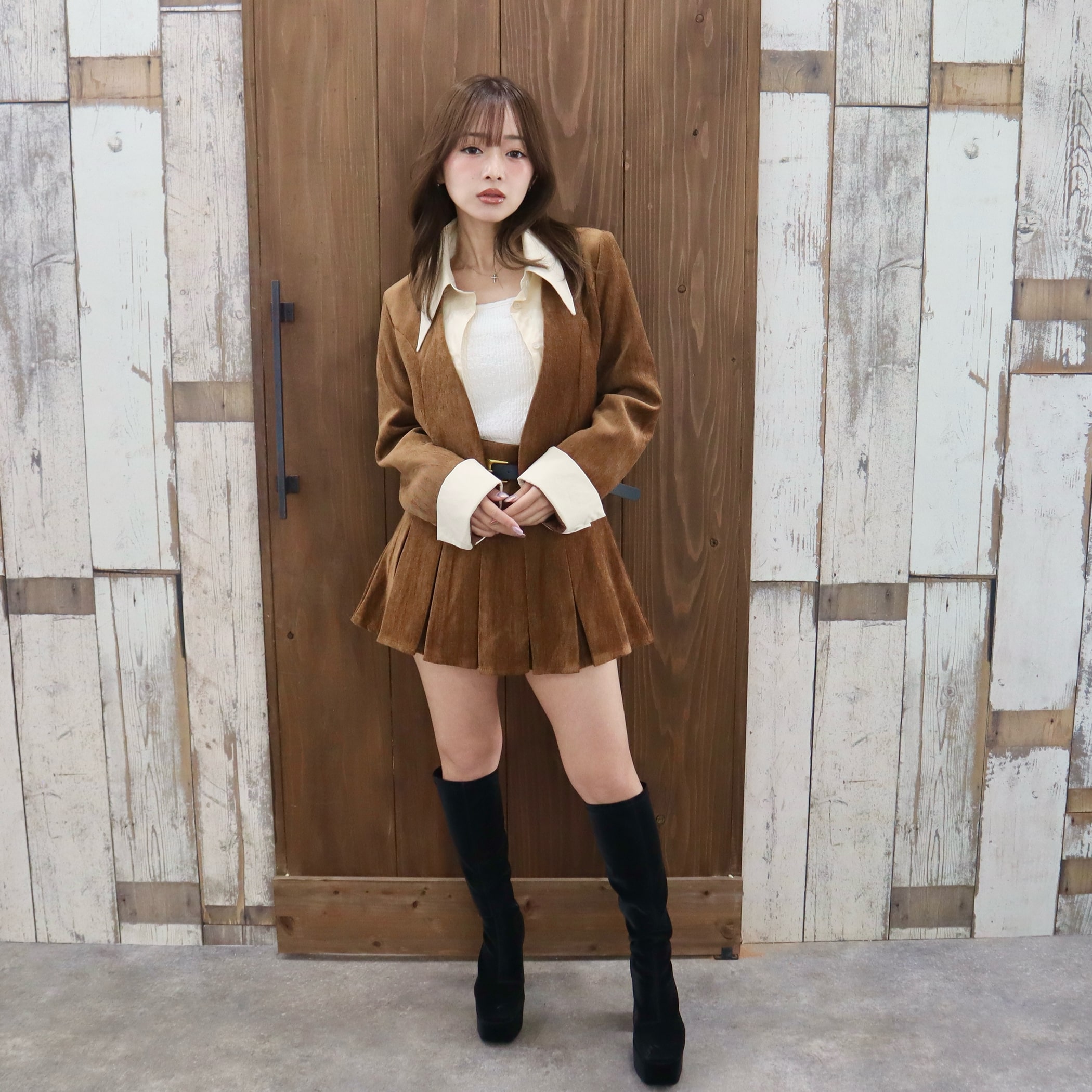 セットアップ ベロアジャケットxミニスカート｜セットアップ｜CECIL