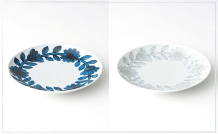 波佐見焼】デイジー（青・グレー）マグカップ・ソーサー・プレート