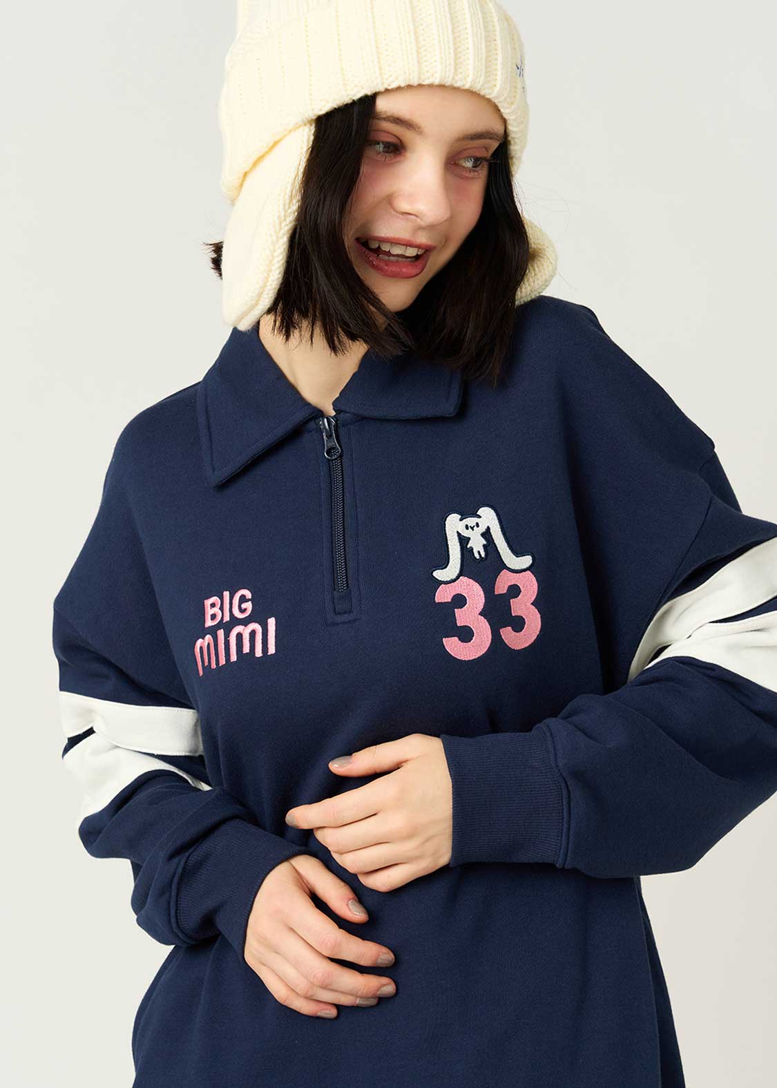 ビッグミミ｜ハーフジップスウェット｜ユニセックス｜グラニフ(graniph