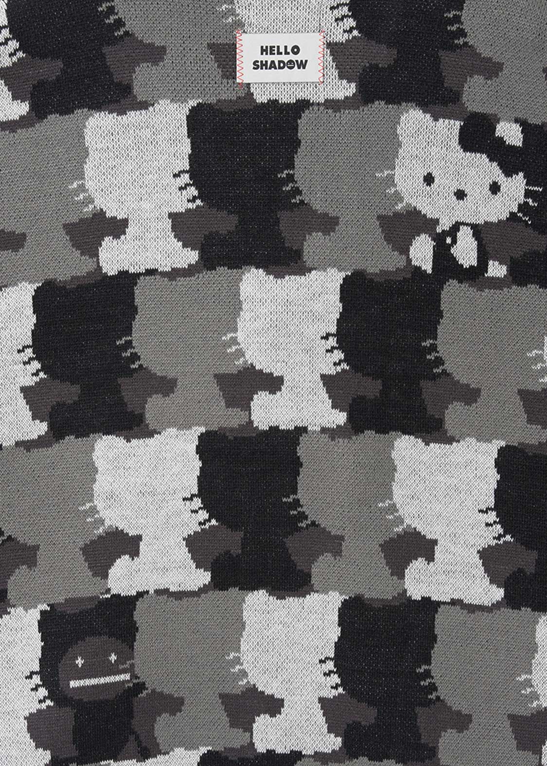 キティ シルエットパターン｜ジャカードVネックカーディガン｜ユニ