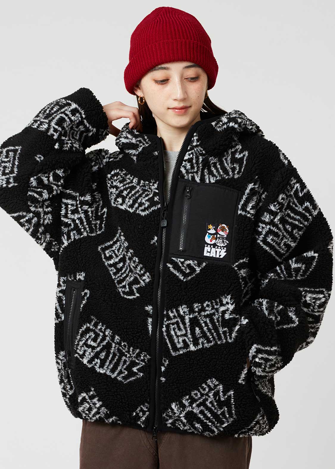 ザ フォーキャッツ｜ジャカードボアジップパーカー｜ユニセックス