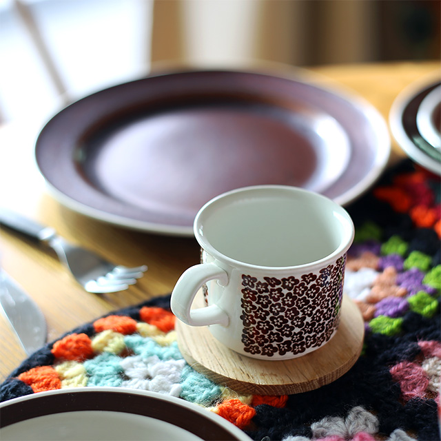 ヴィンテージ】Arabia/アラビア/Faenza/ファエンツァ(ブラウン小花