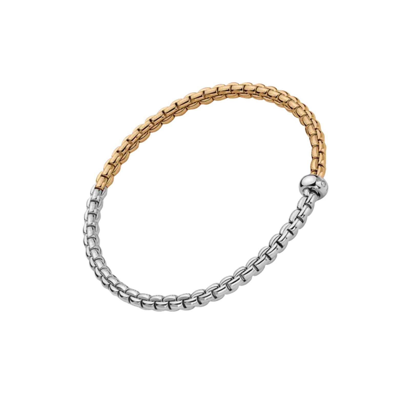 FOPE 18K White & Yellow Gold Flex'It EKA 0.01cttw Diamond Bracelet