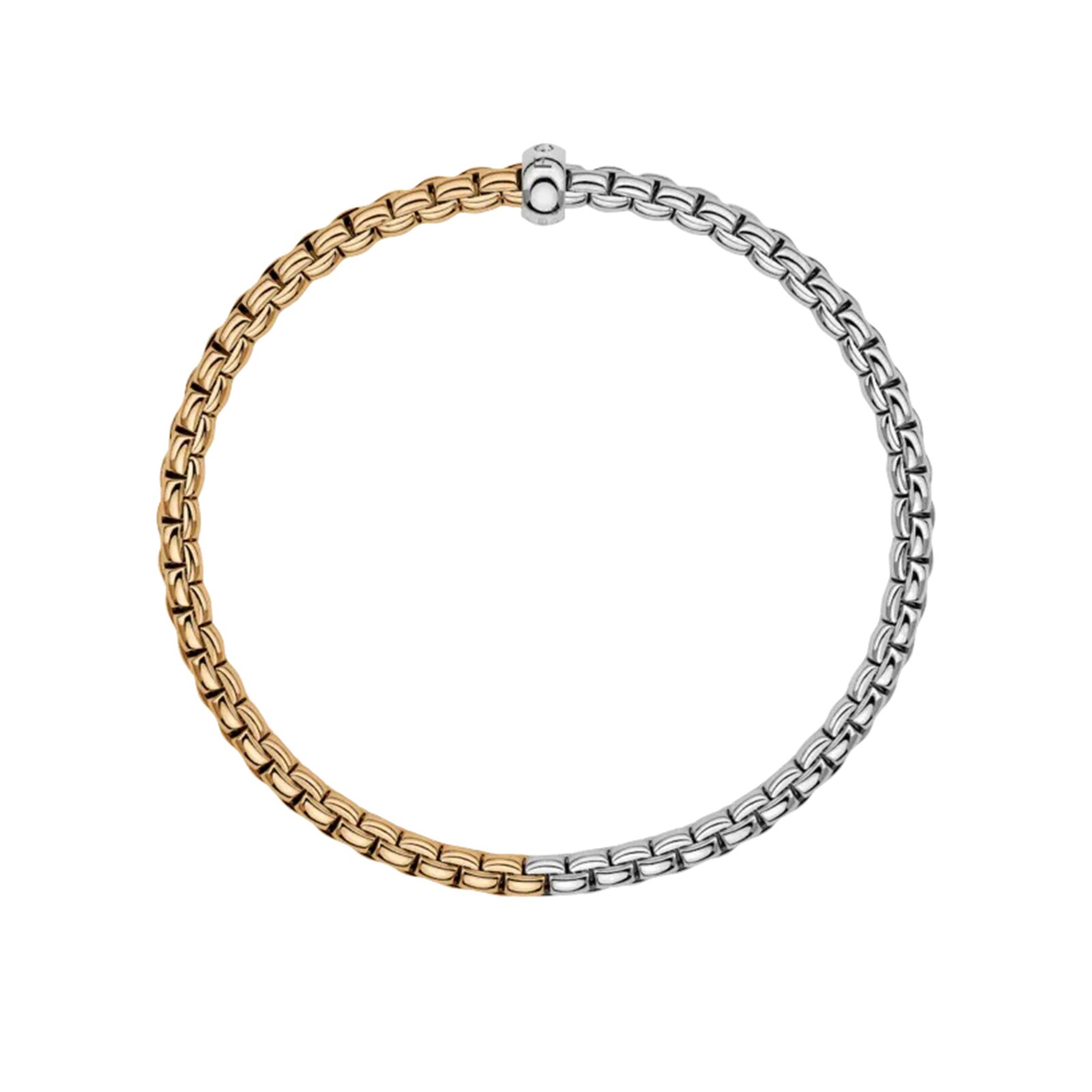 FOPE 18K White & Yellow Gold Flex'It EKA 0.01cttw Diamond Bracelet