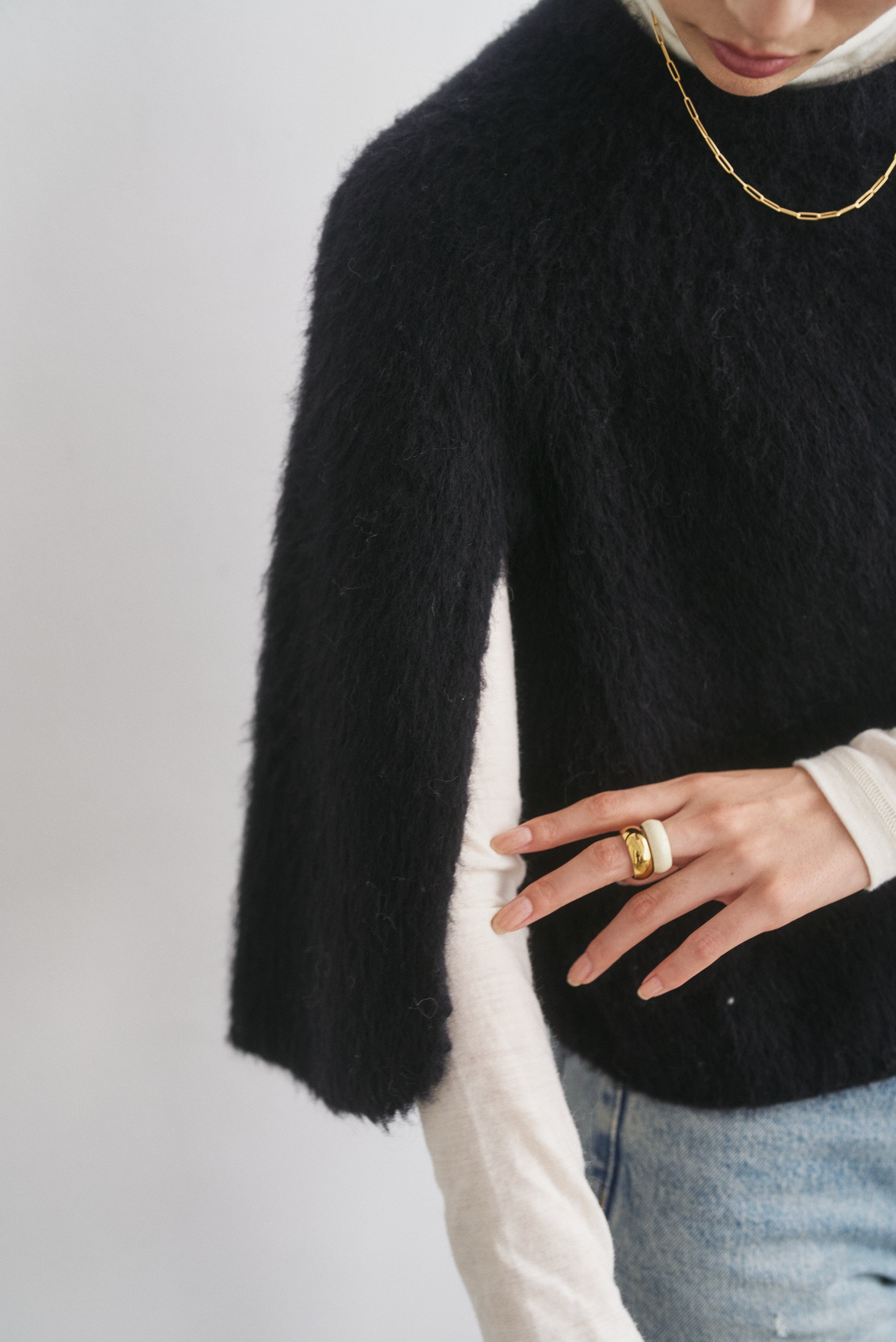 おこめちゃんです☆ EPOCA フォックスファー付きケープポンチョ