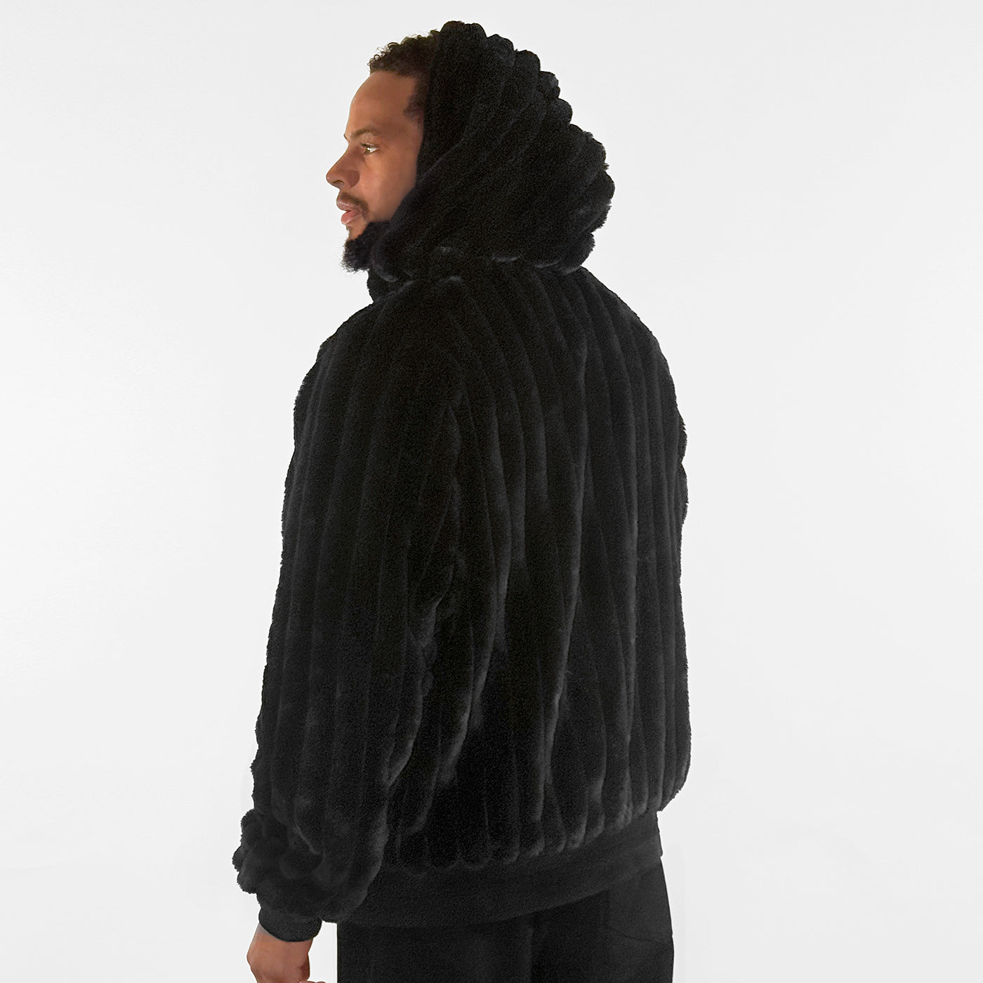 New - COOGI Faux Fur Full Zip Hoody - Black