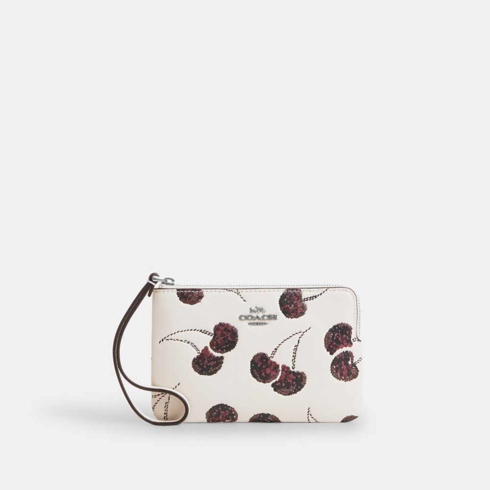COACH® Outlet | Corner Zip Wristlet With Cherry Print