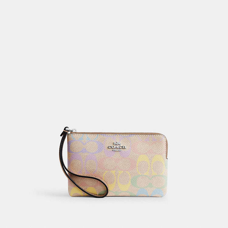 COACH® Outlet | Corner Zip Wristlet In Rainbow Signature Canvas