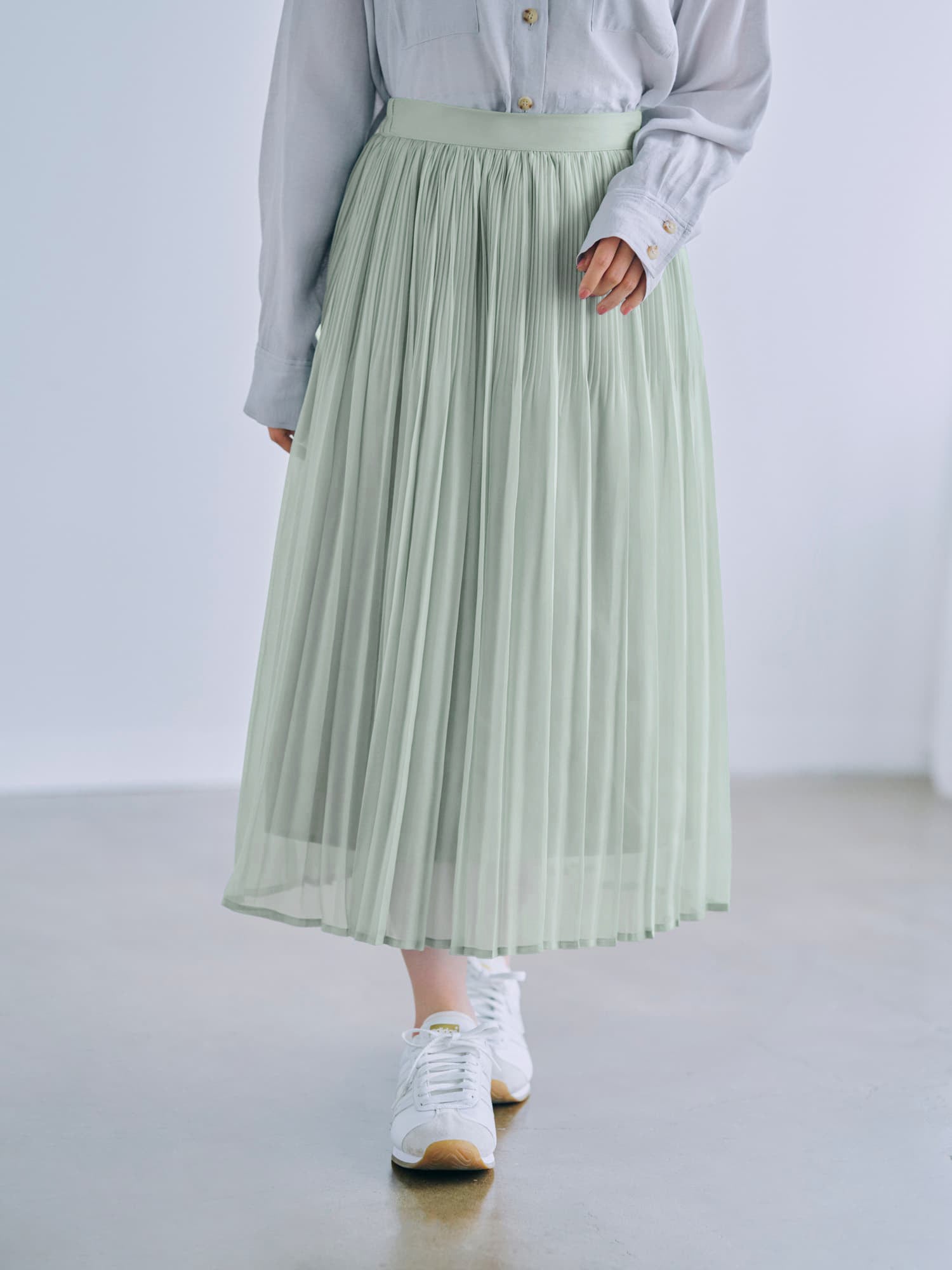 シアーミックスプリーツスカート-short & regular | 小柄・低身長女性