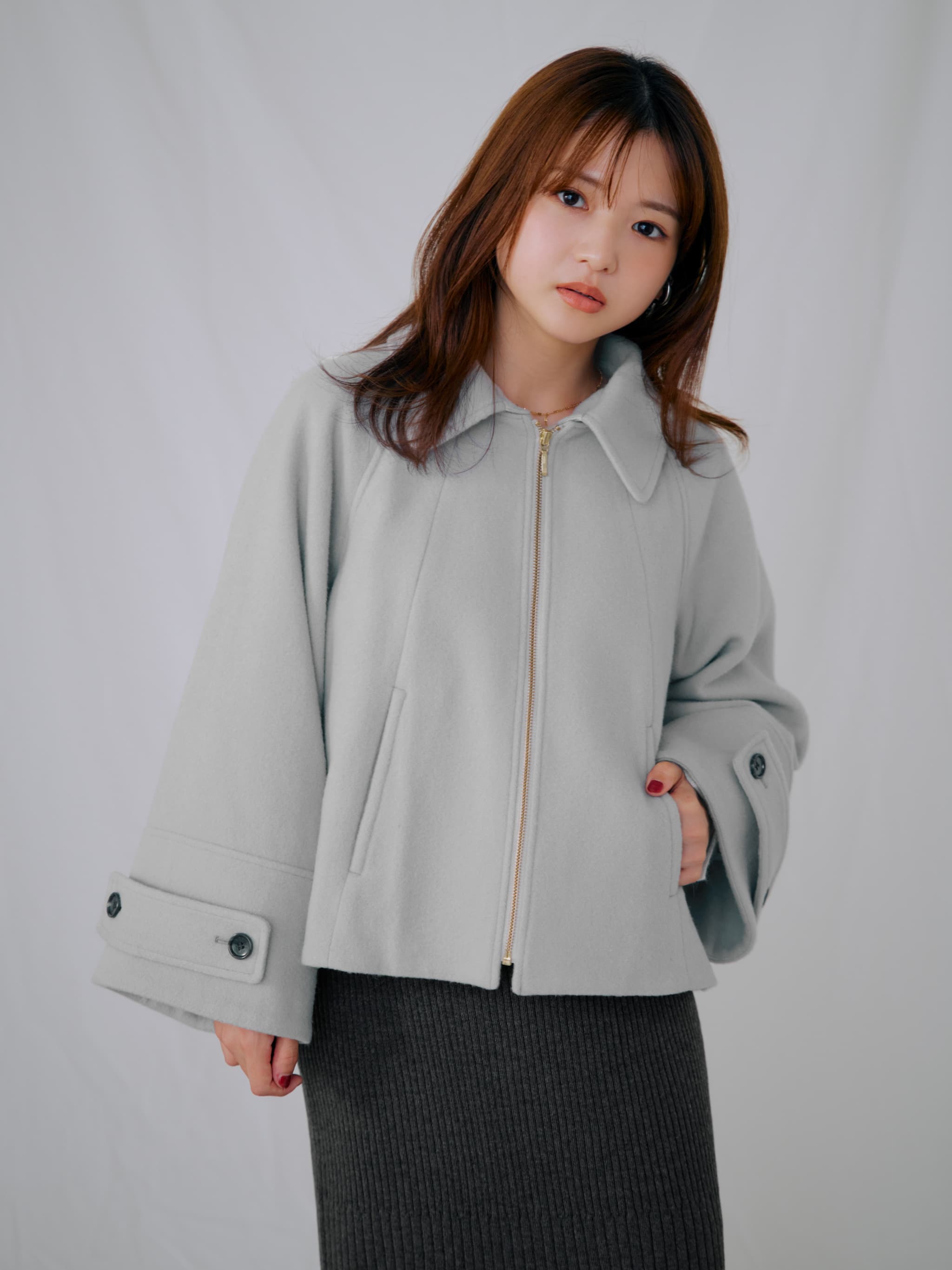 2wayカラーフロントジップコート | 小柄・低身長女性向けファッション