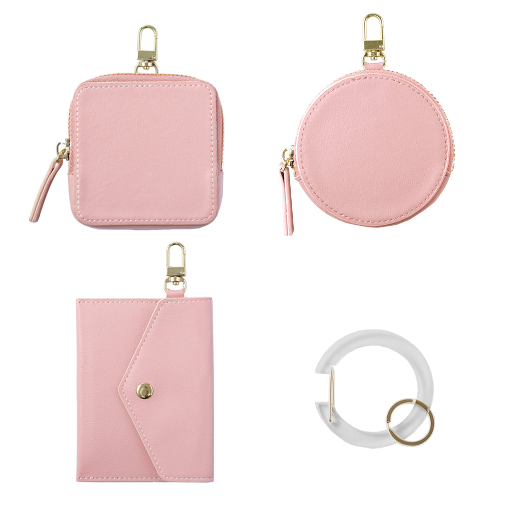 ヴィーガンレザー くすみパステルカラー 選べるミニポーチ カラビナ