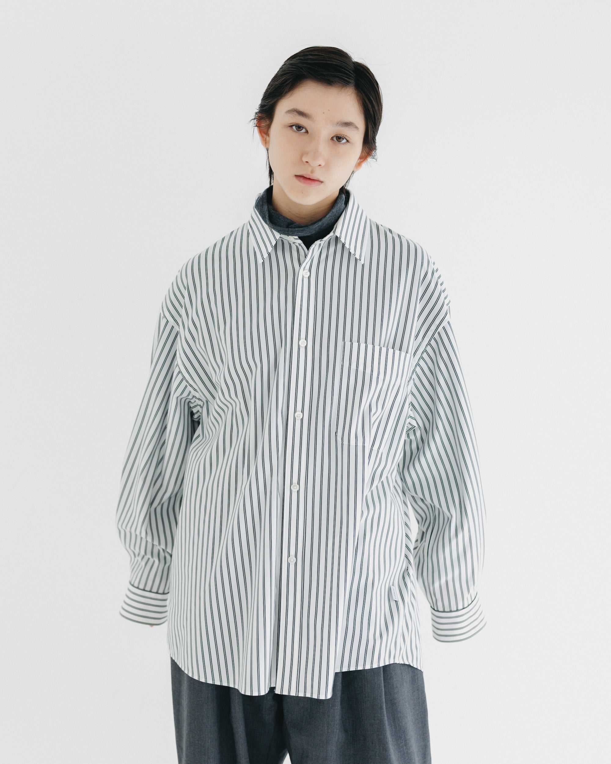 46G KNIT EVERYDAY L/S SHIRT (WHITE STRIPE)