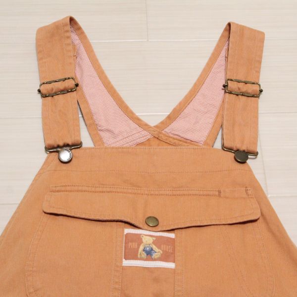ピンクハウス くまさん オーバーオール 日本製 ピンク系ペアくま刺繍
