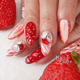 3D(エンボス/立体)/#いちごネイルのネイルデザイン｜ネイルブック