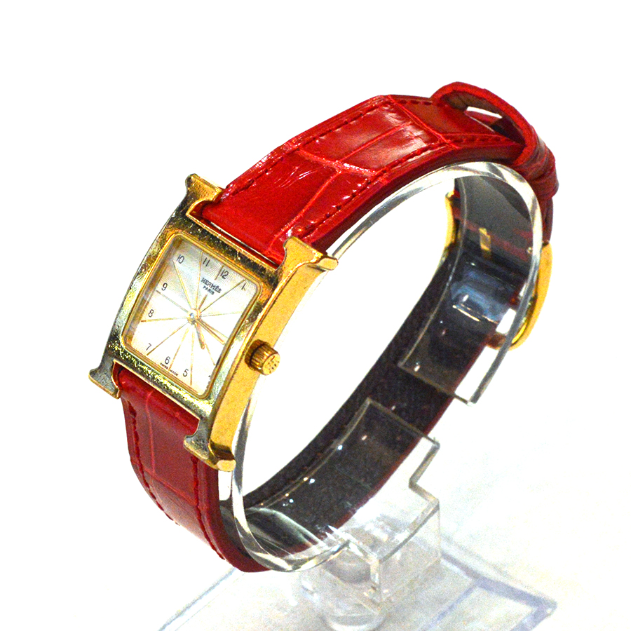 エルメス Hウォッチ 交換用時計ベルトオーダー｜クロコダイル 赤｜交換
