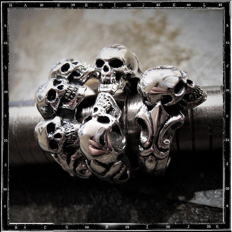 Two Skull Tudor Skull ring - Crazy Pig Designs - silver ring