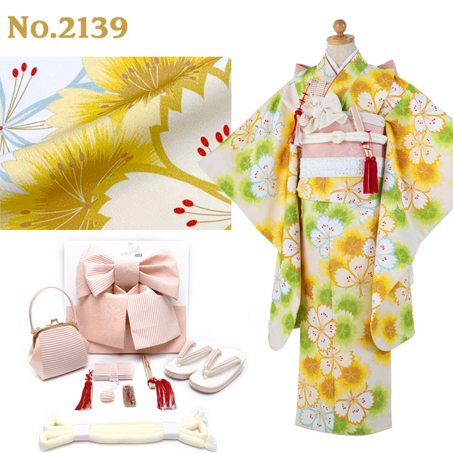 七五三 着物 7歳 女の子用 フルセット モダンdeおしゃれな 子供着物