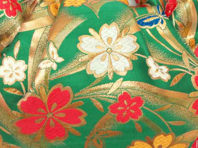 結び帯 七五三 十三参りに 子供振袖用 日本製 金襴生地 ふくら雀結びの