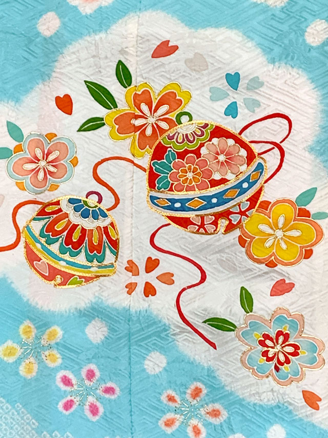 七五三 7歳 女の子用 日本製 正絹 本絞り 手描き友禅 絵羽付け 四つ身