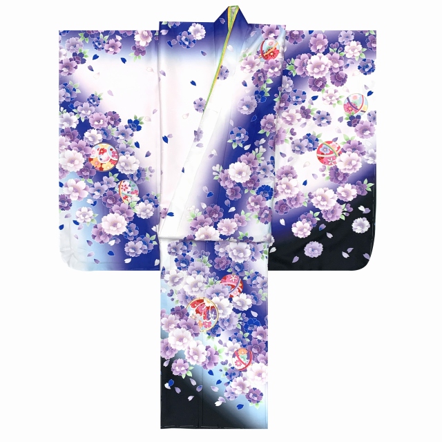 七五三 着物 7歳 2023年新作 単品 金駒刺繍 幻想的な柄の四つ身の子供