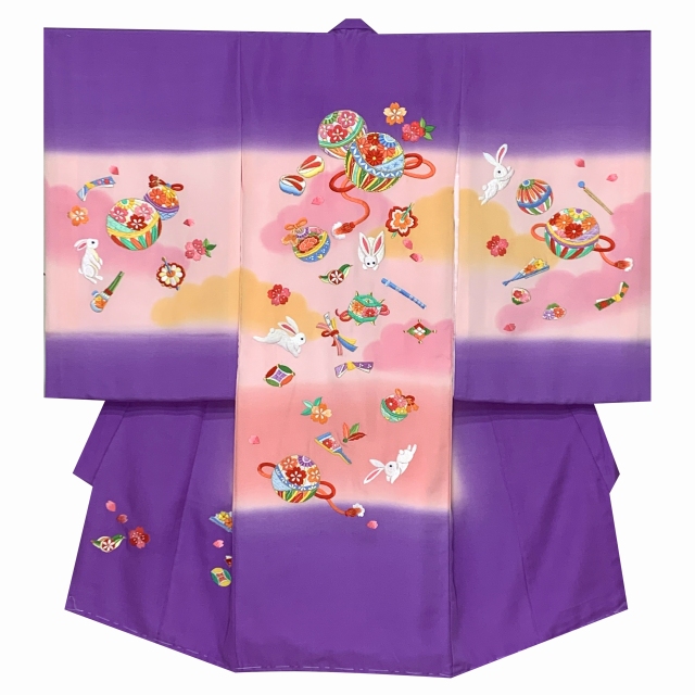 お宮参り 着物 女の子 赤ちゃんのお祝い着 一つ身 ぼかし染め 総刺繍柄