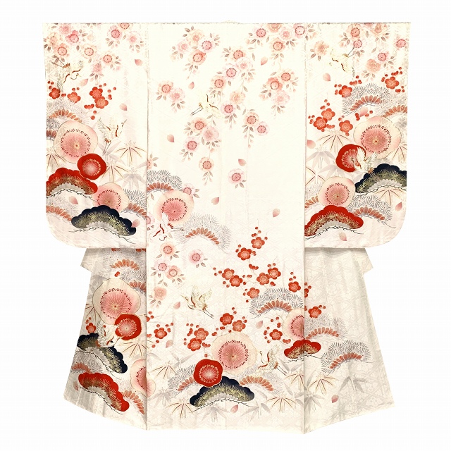 紅一点” ブランド 七五三 着物 7歳 女の子用 四つ身の絵羽付け 金駒