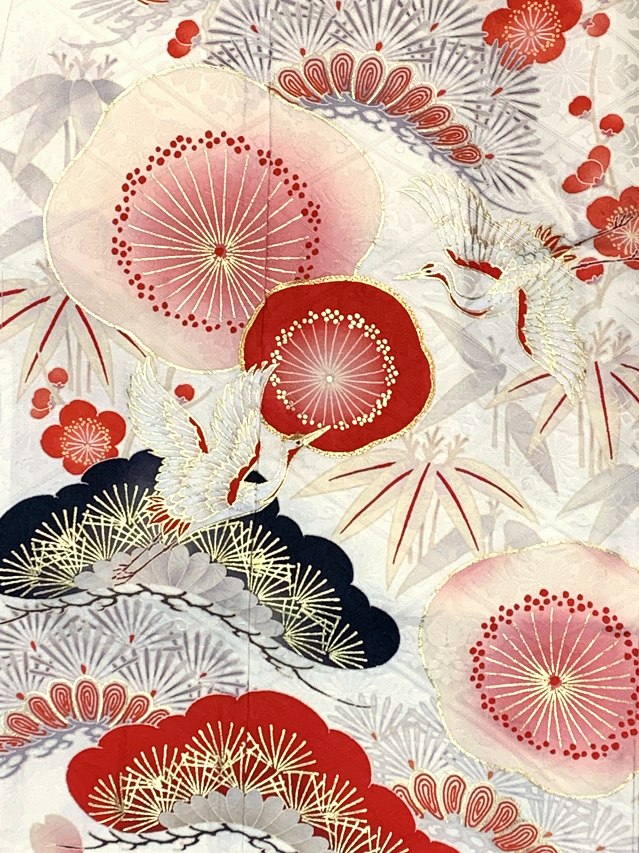 紅一点” ブランド 七五三 着物 7歳 女の子用 四つ身の絵羽付け 金駒