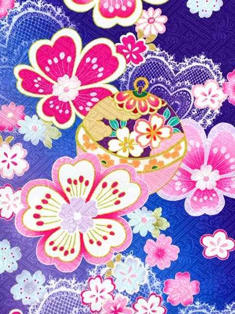 七五三 着物 7歳 単品 絵羽柄の四つ身の子供着物(合繊)【ファンタジー