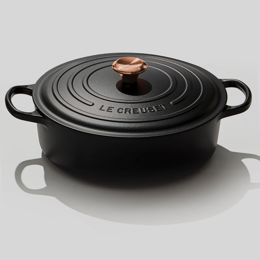 Le Creuset Black Licorice with Copper Knob Wide Dutch Oven - 6.75