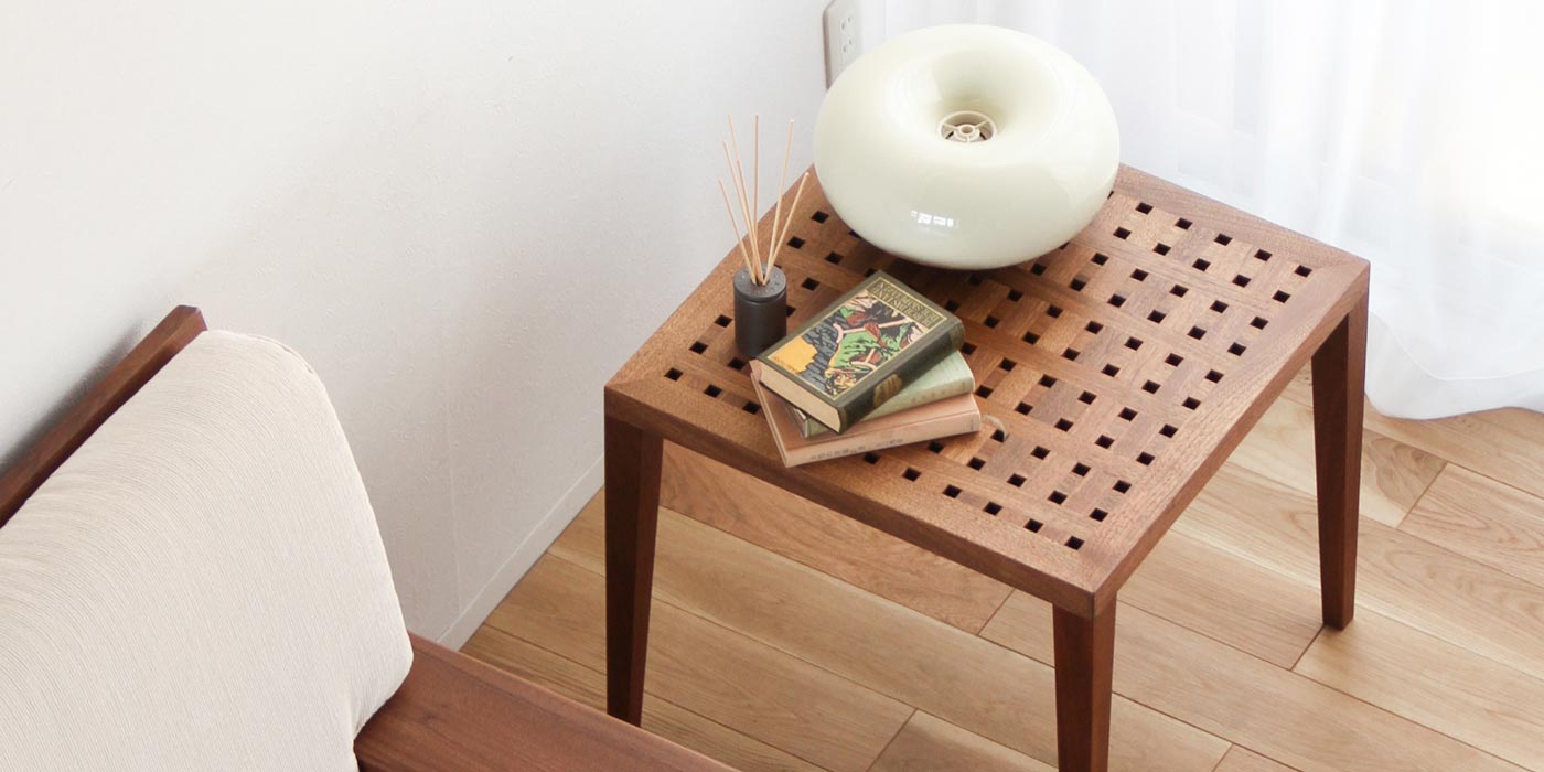 カ*ミ様 北海道民芸家具 樺無垢材サイドテーブル リビングテーブル