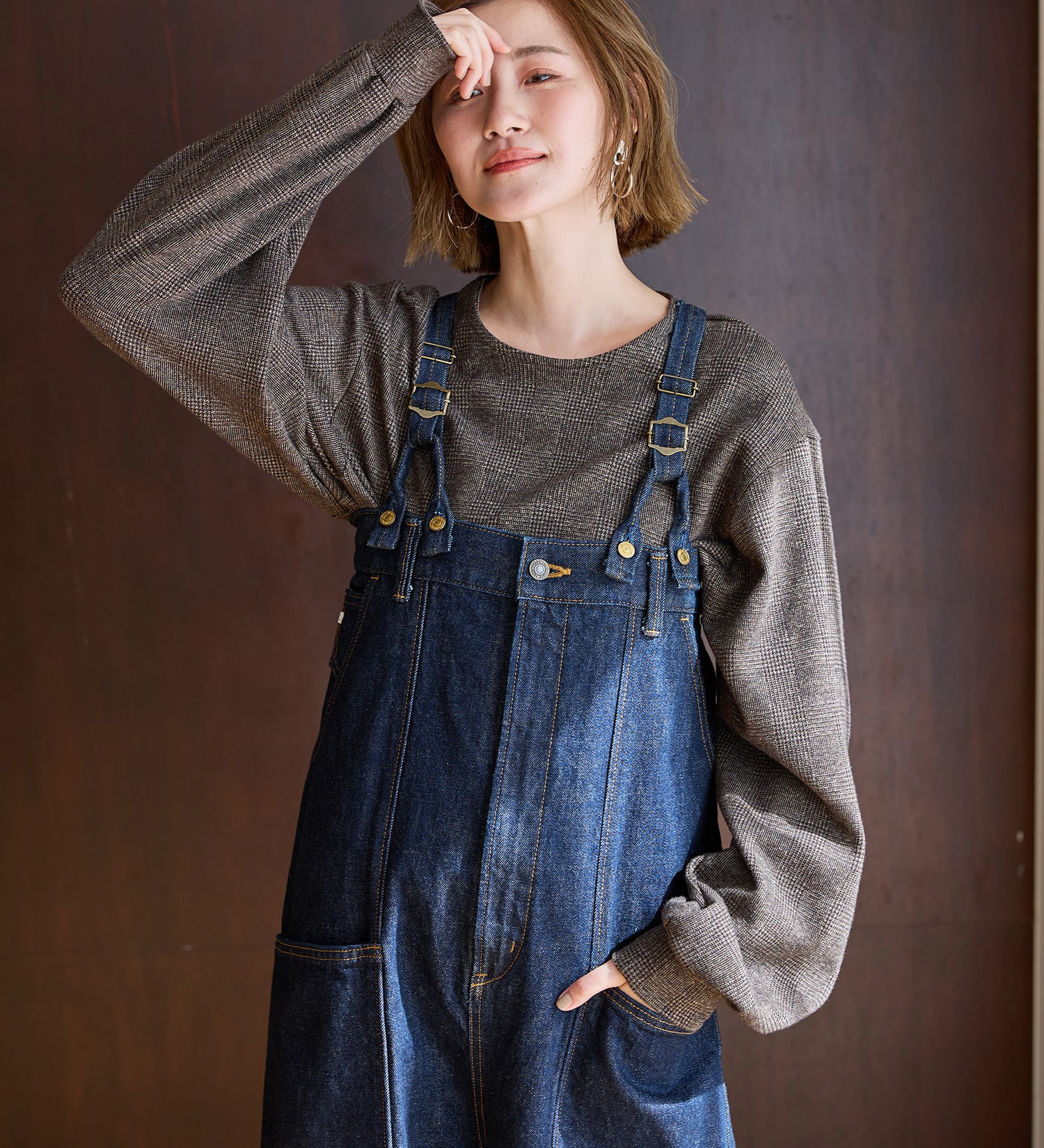 試着対象】【GISELe 10月号掲載】atelier SOMETHING W KNEE SALOPETTE