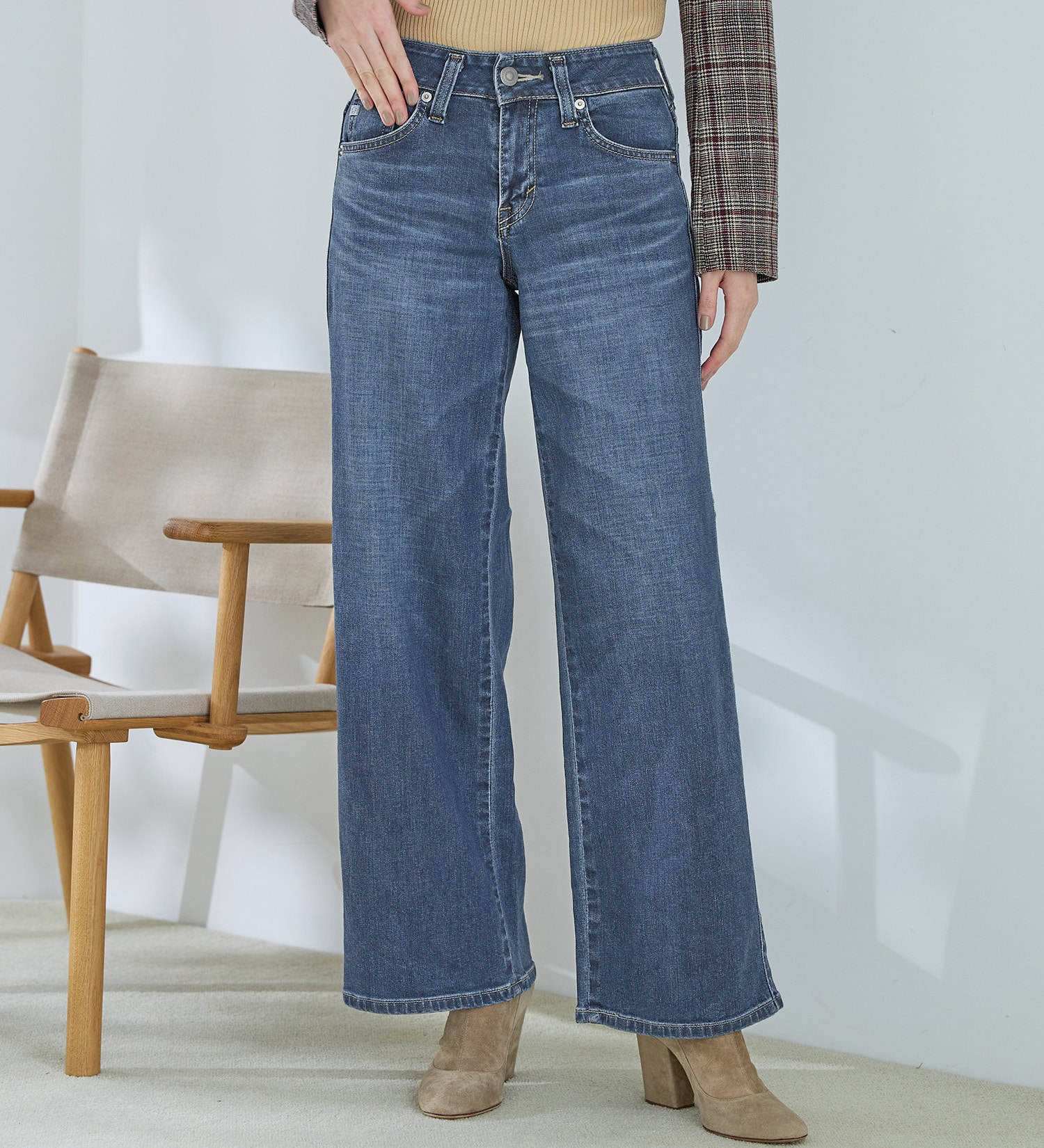 試着対象】SOMETHING LISA セミワイドデニムパンツ|SOMETHING|サムシング