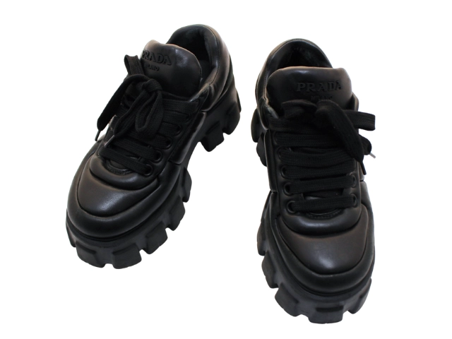 PRADA｜パデッドナッパレザー 厚底 スニーカー EU37 PRADA｜パデッド