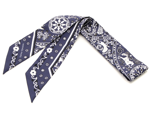 HERMES ツイリー2本組 青系 HERMES ツイリー2本組 青系 HERMES ツイリー