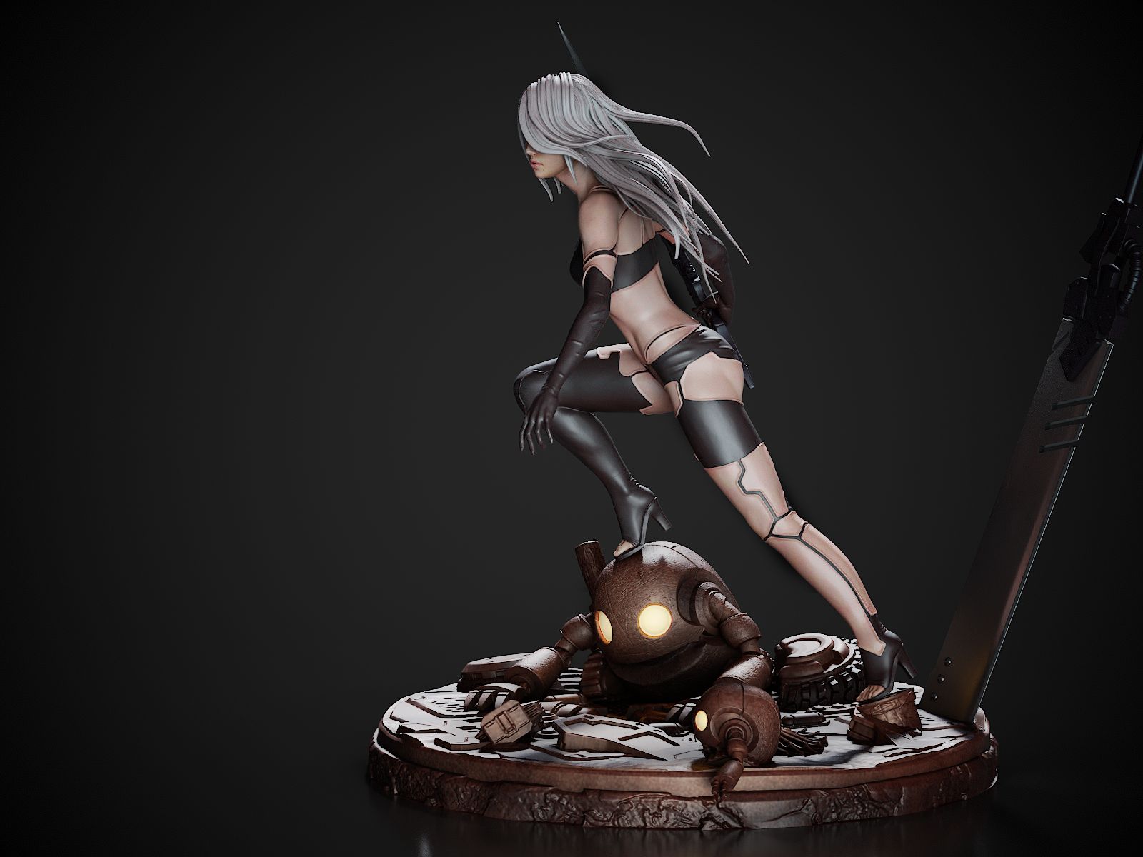 A2 – Nier Automata: Resin Fan Art Statue 1:6 & 1:9 – D&K Custom Prints