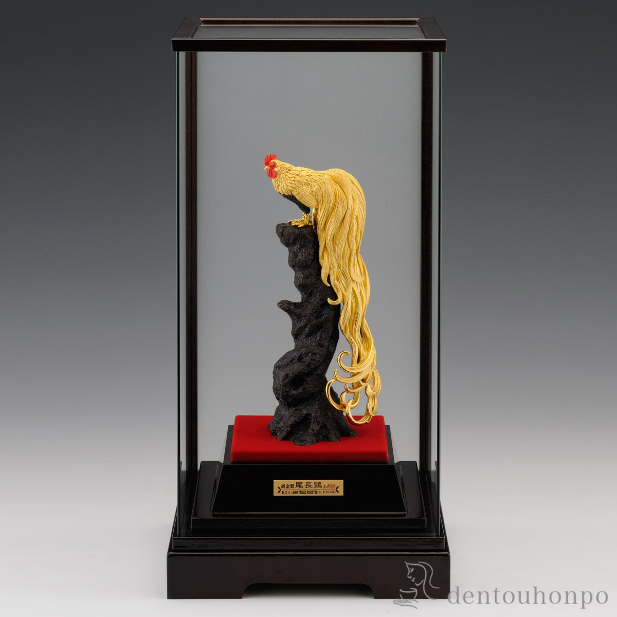 送料無料】 純金 尾長鶏 彩色 80g / 高級 コレクション 美術品 工芸品