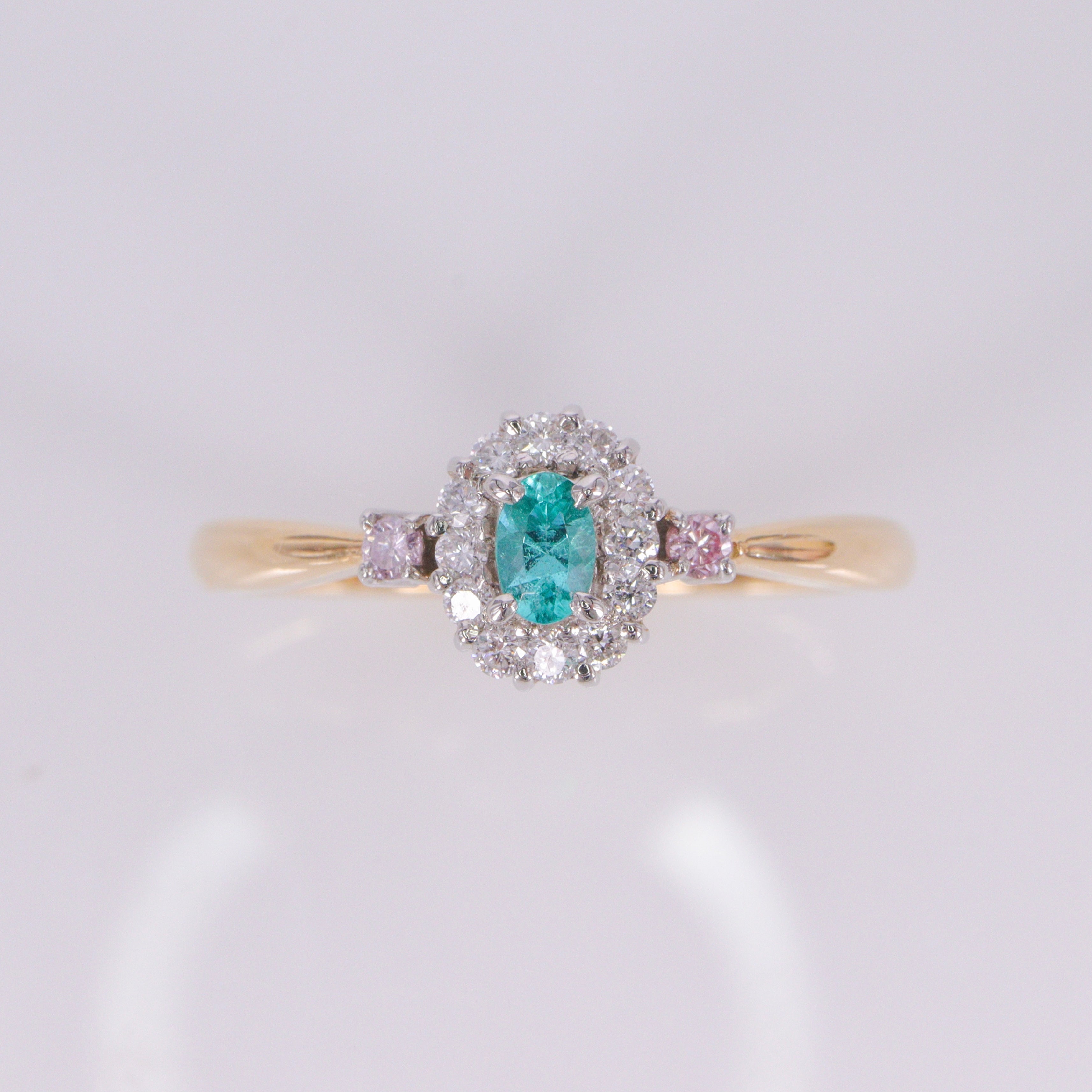 ☆匠-藤原作☆ライバトルマリン＆ピンクダイヤモンドK18/Ptリング