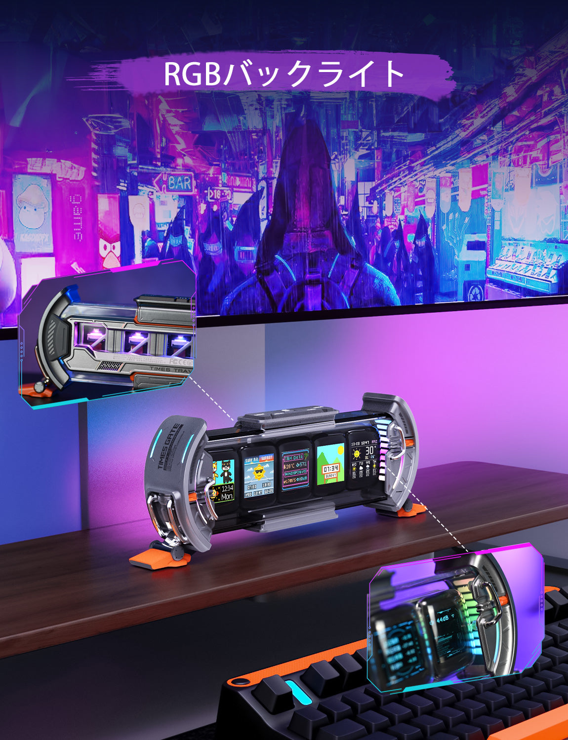 Divoom Times Gate 置き時計 おしゃれ デジタル ピクセルアート/アプリ