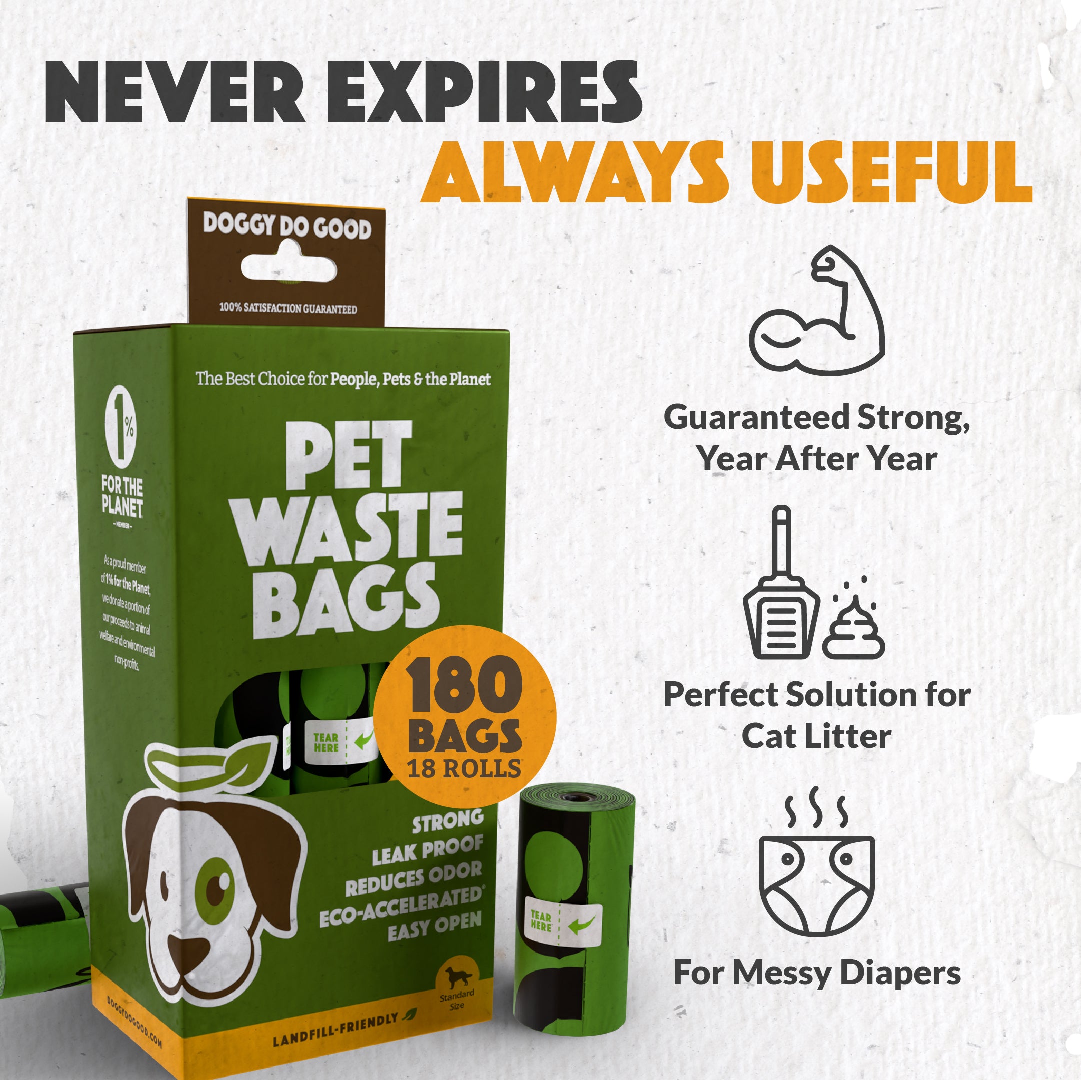 Landfill-Friendly Pet Waste Bags - Rolled Bags - 180 Bags