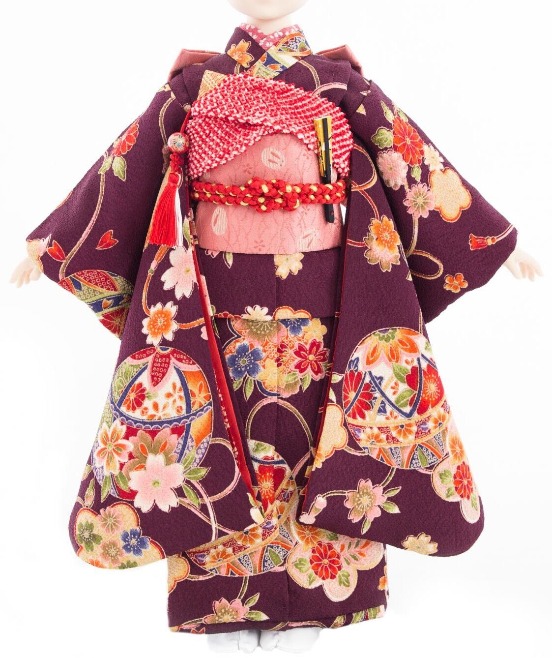 球体関節人形aya】 着物9点セット(鞠に桜・紫)｜DOLK（ドルク）