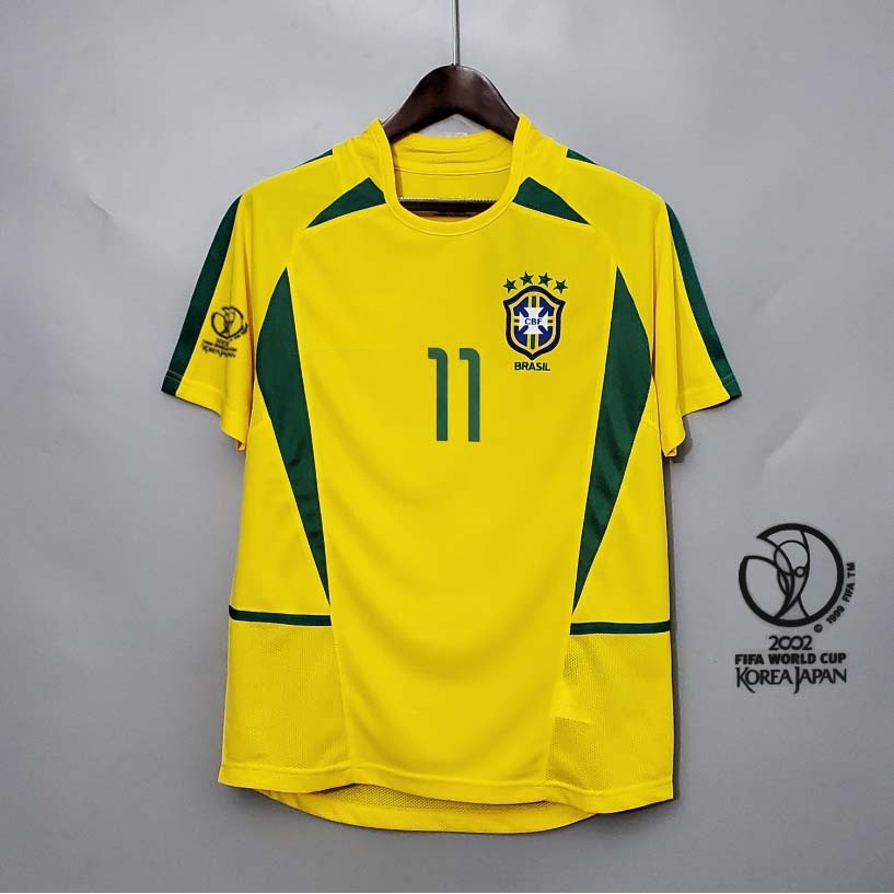 Camisa Da Casa Do Brasil 2002 S-2XL kit Copa Mundo # 9 RONALDO 11