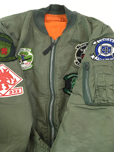 古着 90s USA製 ALPHA MA-1 「82790J (USAF)」 豪華 ワッペン