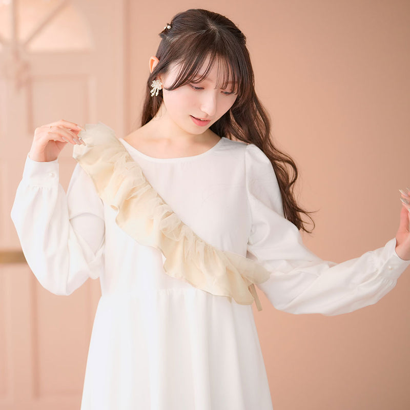 チュールフリル付マキシワンピース – レディースファッション通販の夢