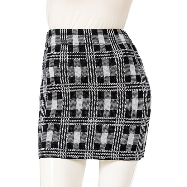 チェック柄ニットタイトミニスカート – レディースファッション通販の